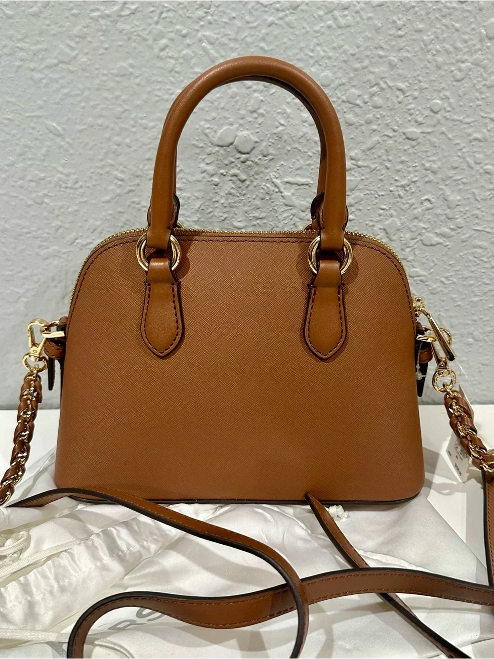 Michael Kors Veronica Brown Leather Crossbody Satchel Purse NWT